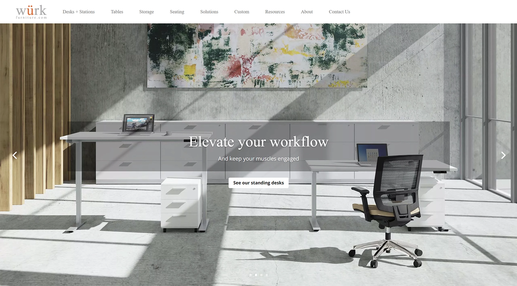 A website design for a furniture store.
